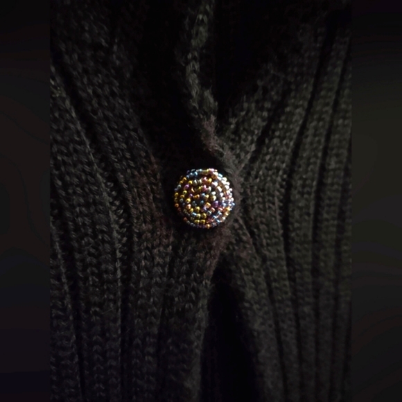 📚Black Beaded Wool Cardigan - Picture 3 of 7